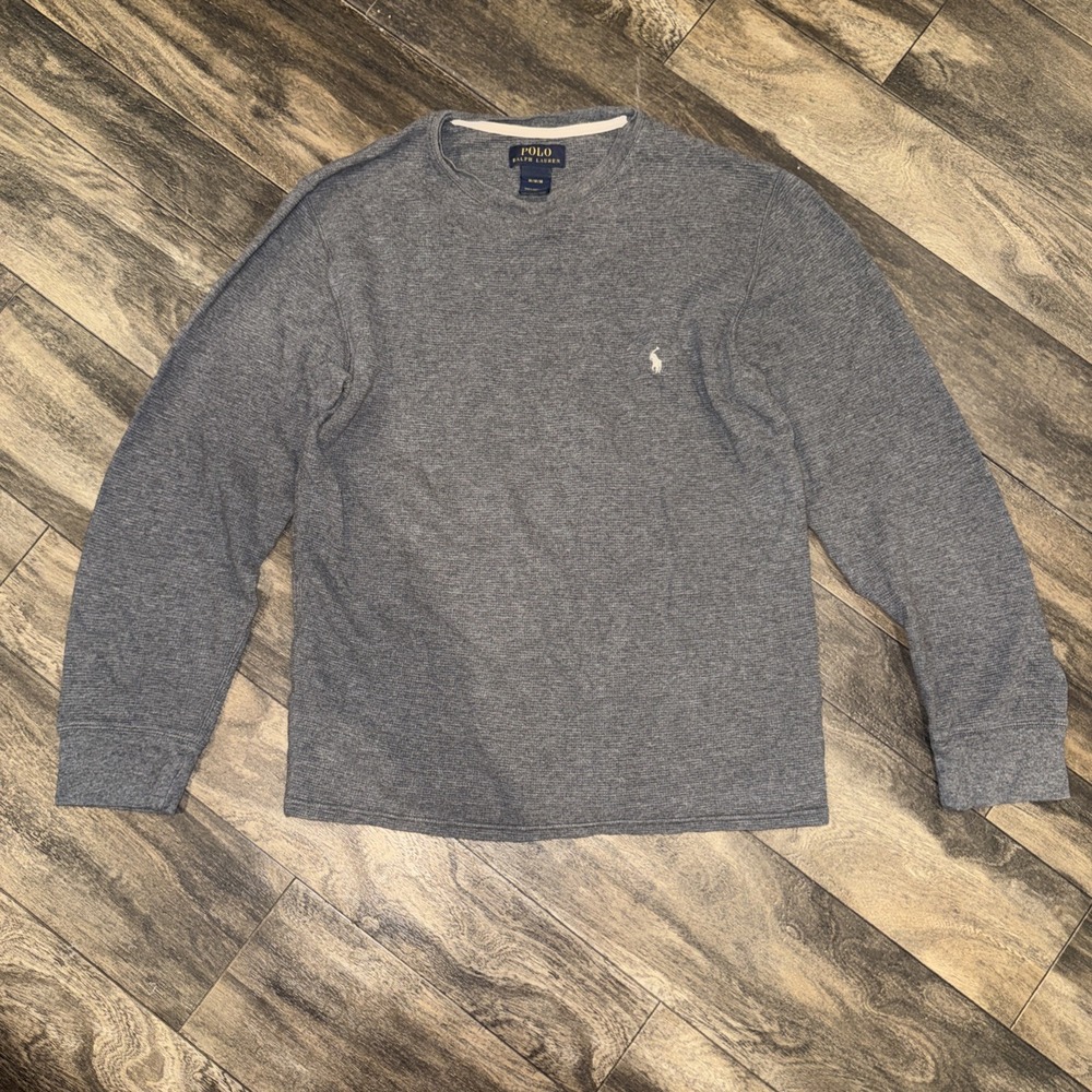 Polo Ralph Lauren Waffle-Knit Crew Long-Sleeve Thermal Shirt Men's Medium Grey